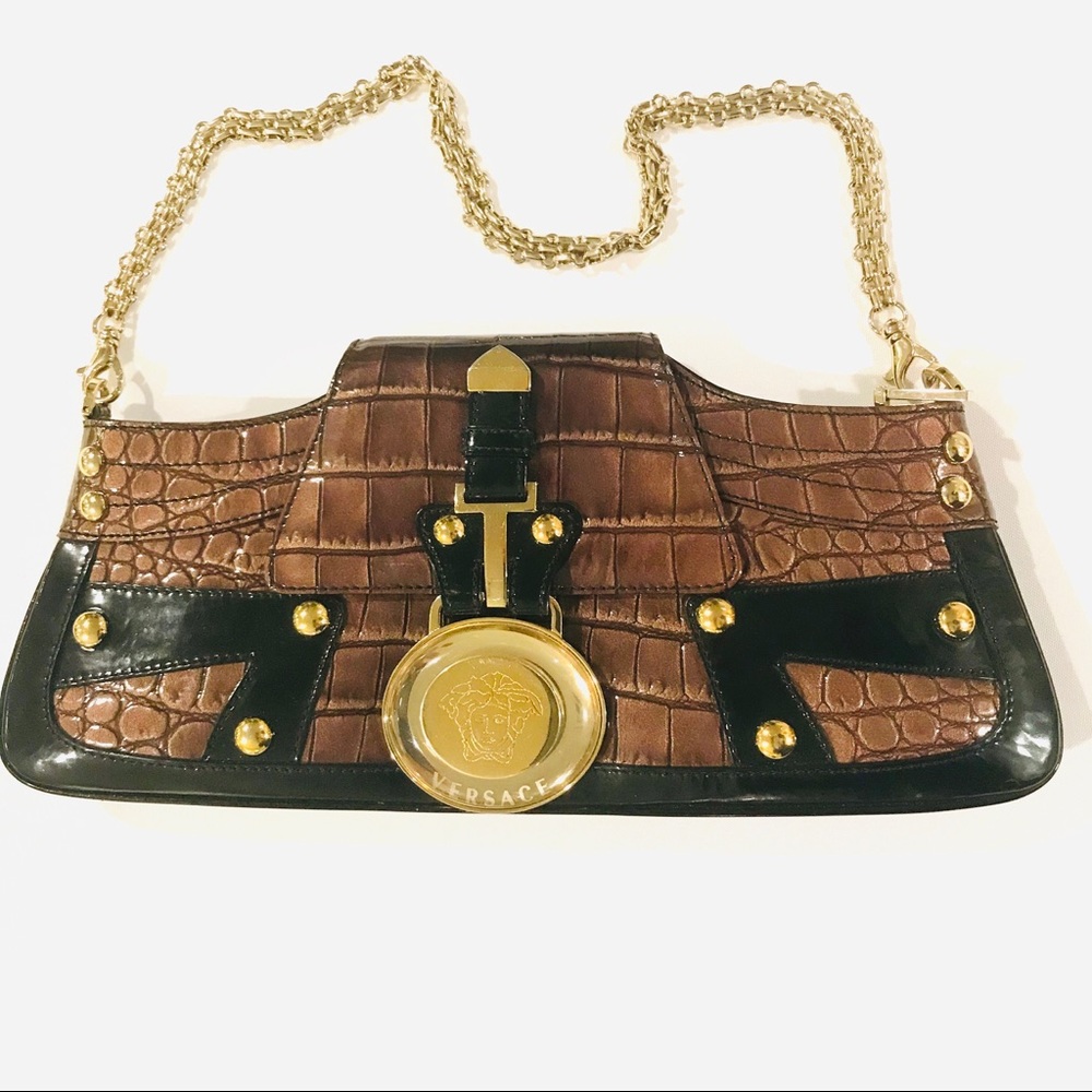 Vintage Versace Croc Embossed Patent Leather